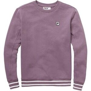 Fila Womens Crewneck Sweatshirt Purple Striped Trim XXL Fleece Pullover Logo